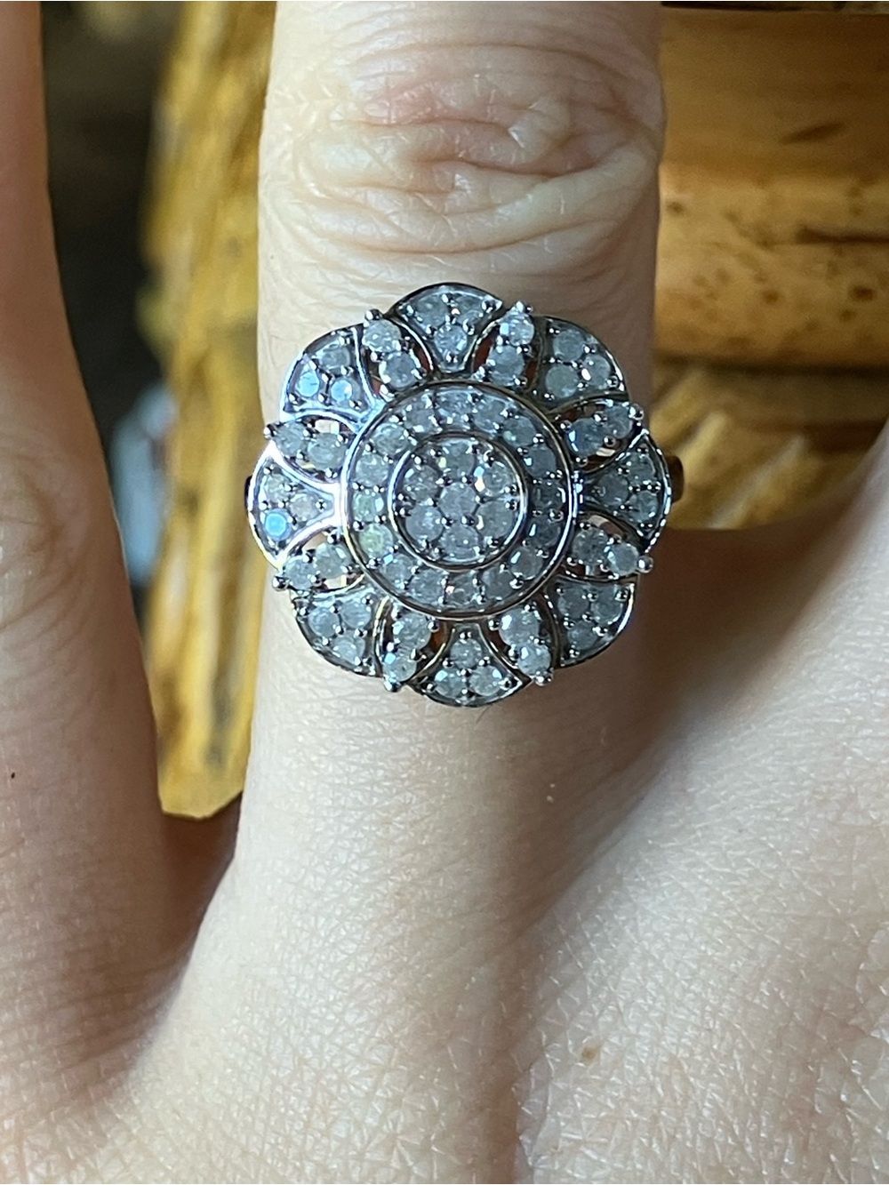Natural White Diamond Sterling Silver Ring Size 5.75